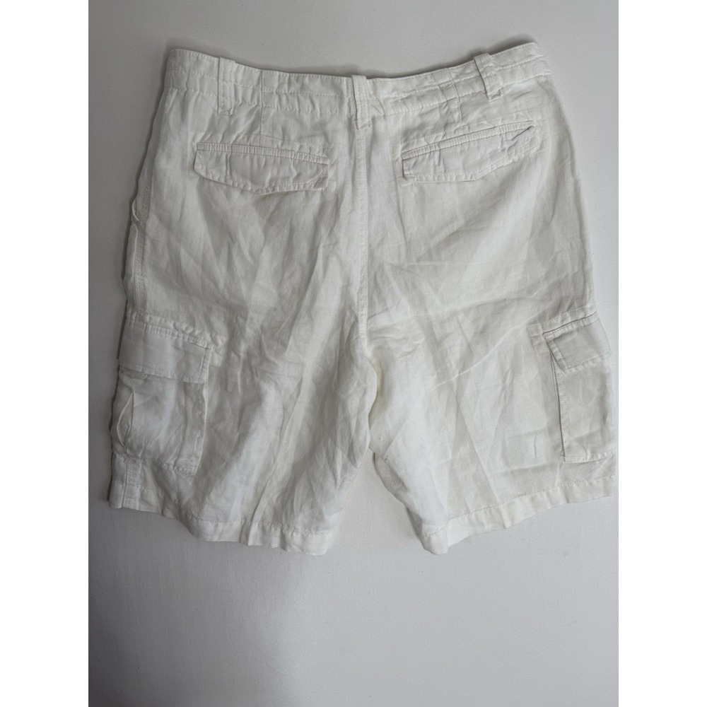 Caribbean Mens White 100% Linen Cargo Shorts 34x11 Relax Beach Resort Vacation - Picture 7 of 13